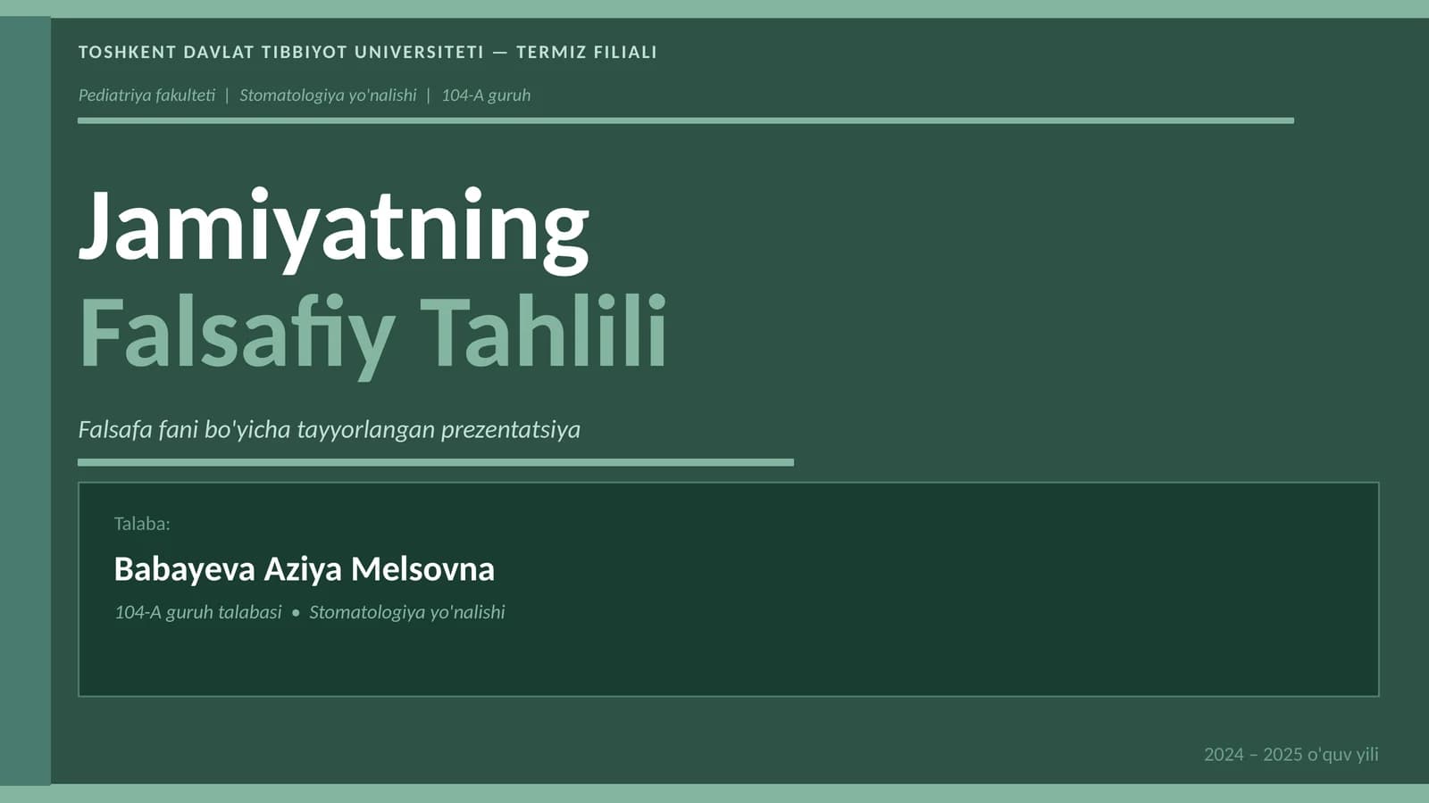 Jamiyatning Falsafiy Tahlili