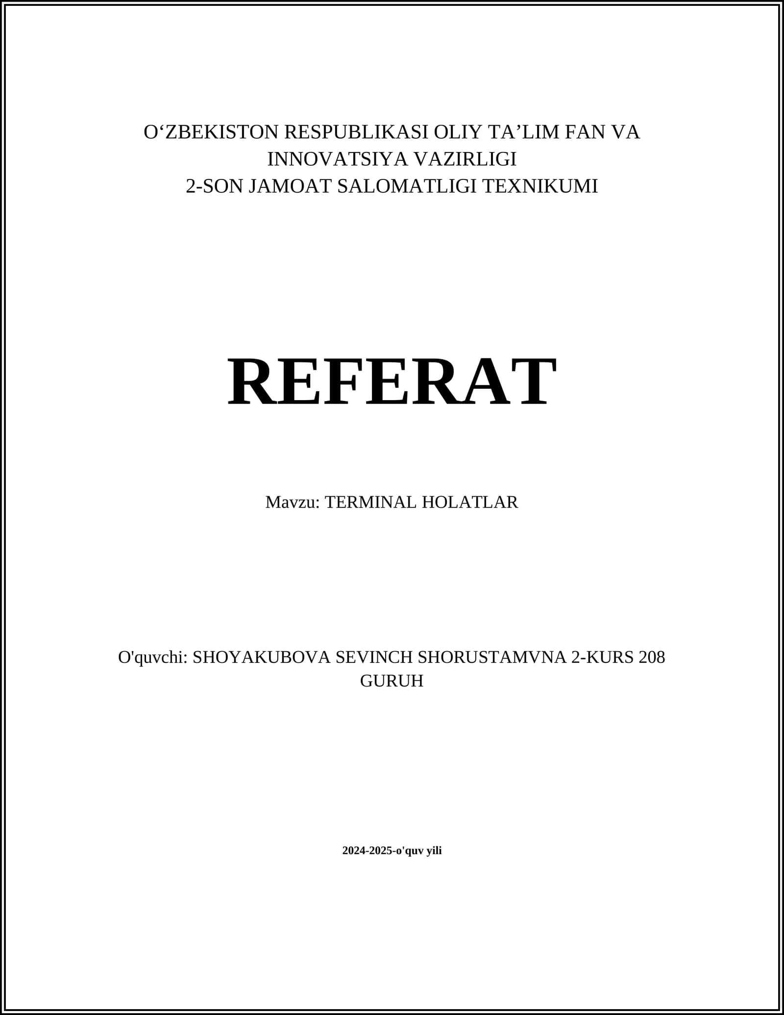 TERMINAL HOLATLAR