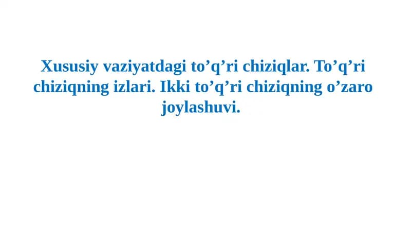 Xususiyvaziyatdagi to’q’richiziqlar