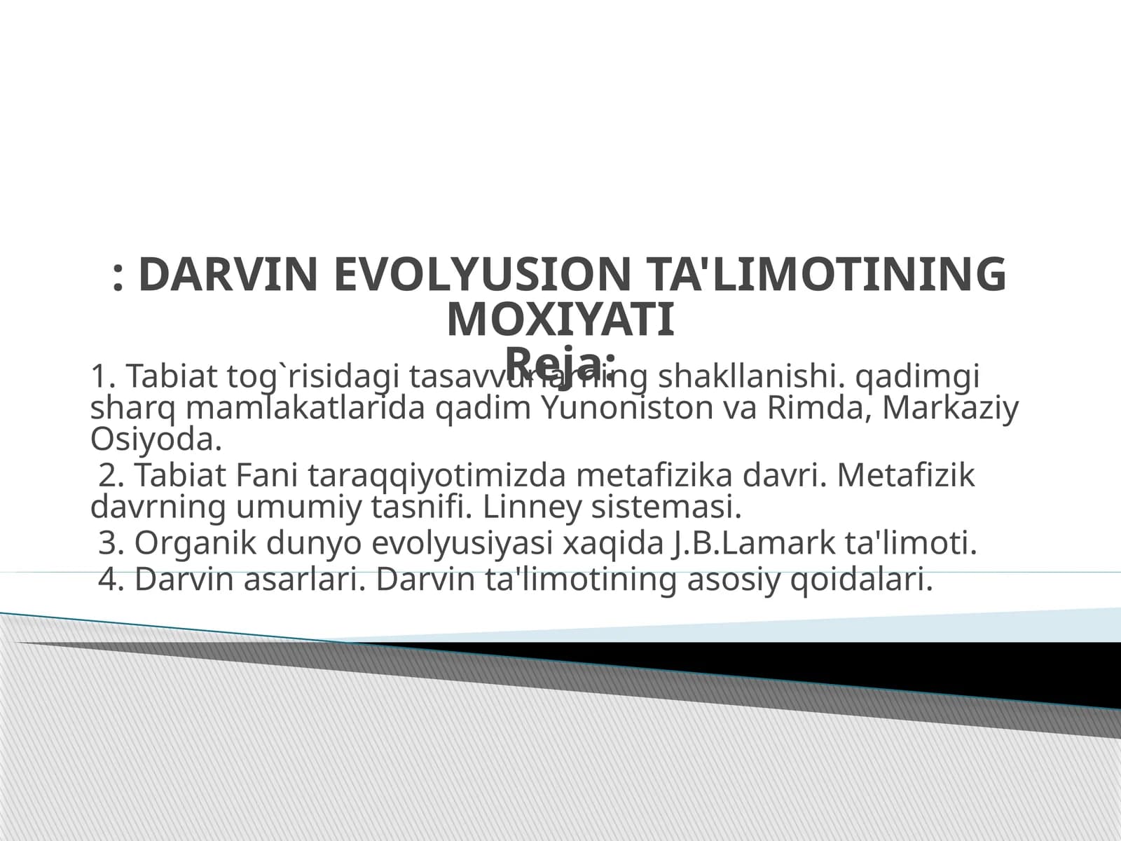 DARVIN EVOLYUSION TA'LIMOTINING MOXIYATI