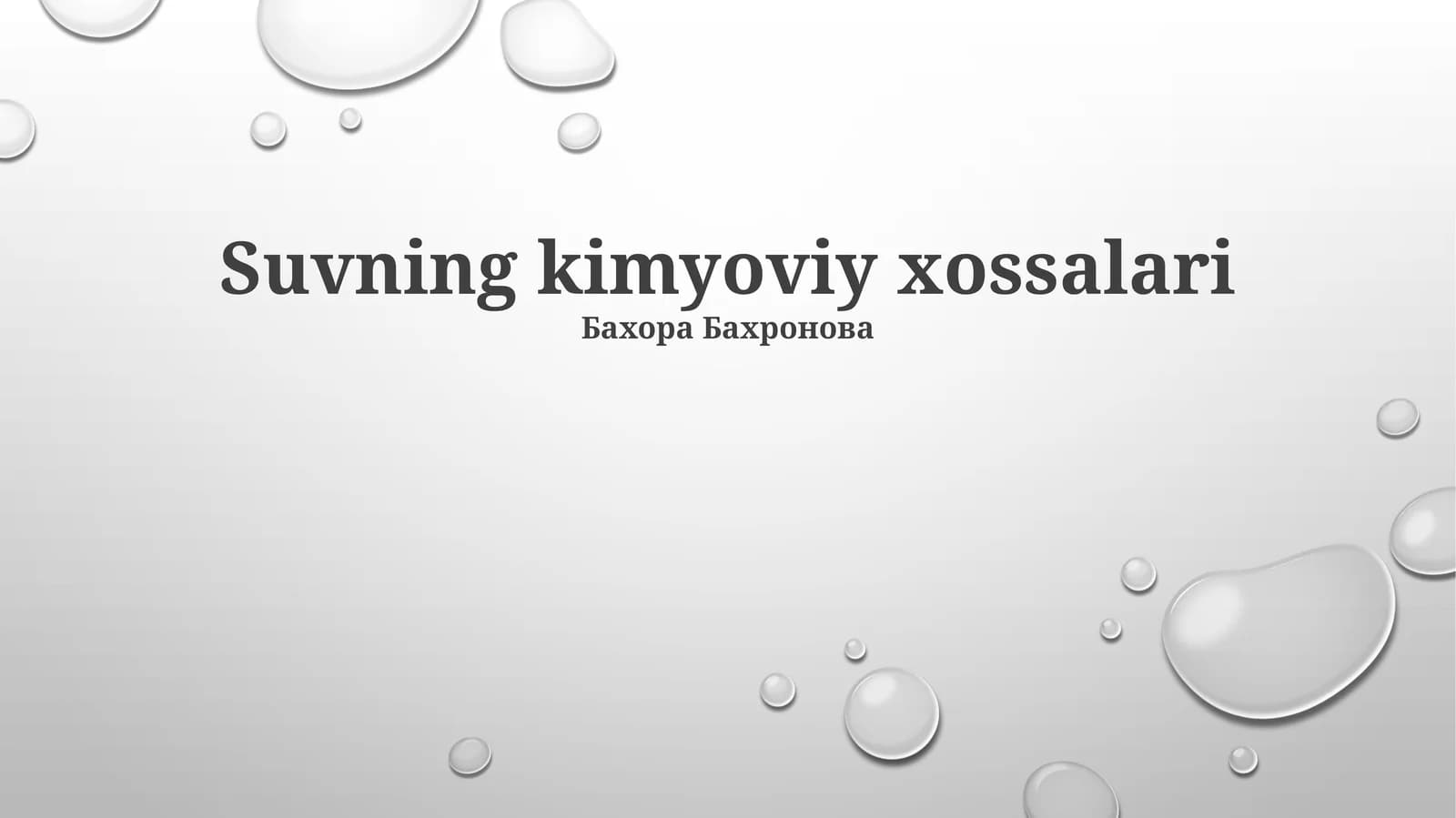 Suvning kimyoviy xossalari