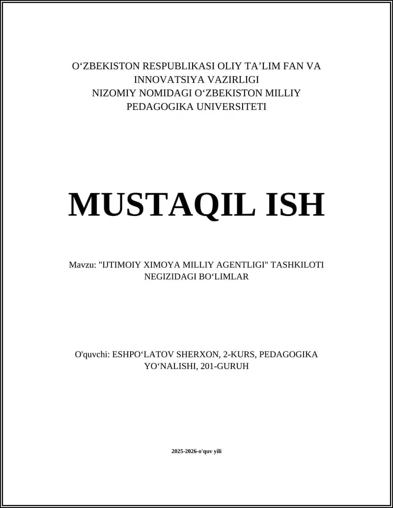 IJTIMOIY XIMOYA MILLIY AGENTLIGI
