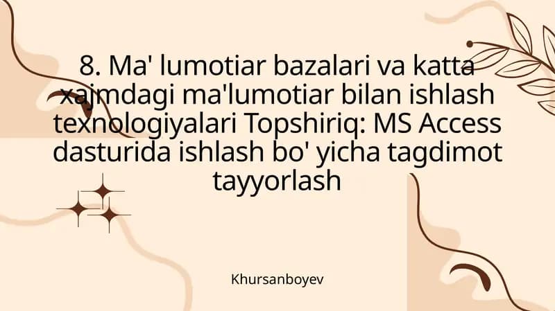 Ma'lumotlar bazalari va katta xajm