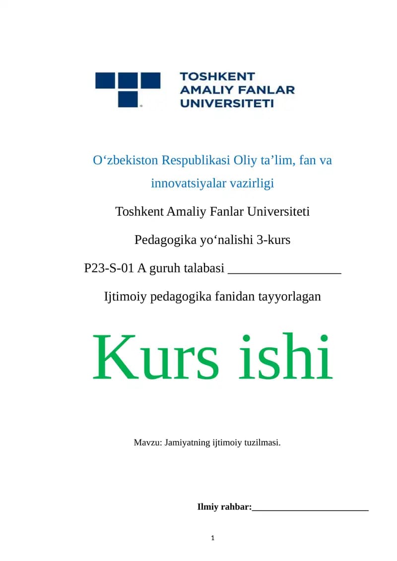 Jamiyatning ijtimoiy tuzilmasi