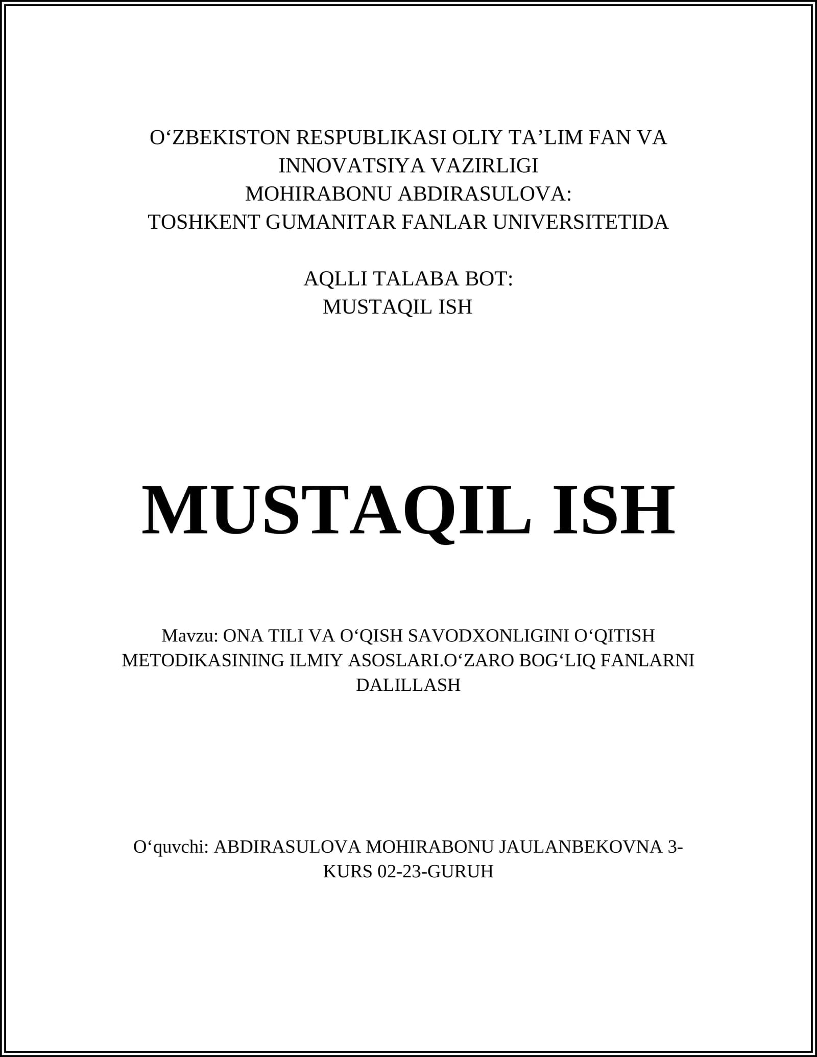 O'quv dasturlarini tuzish metodikasi