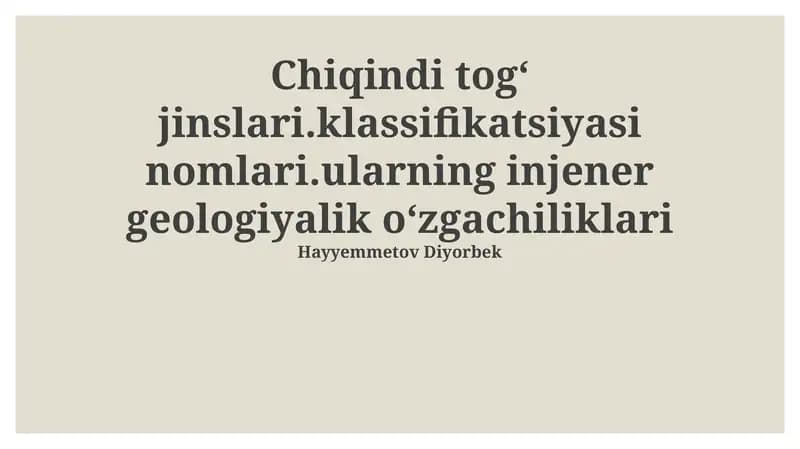 Chiqindi tog' jinslarining tasnifi va nomlanishi
