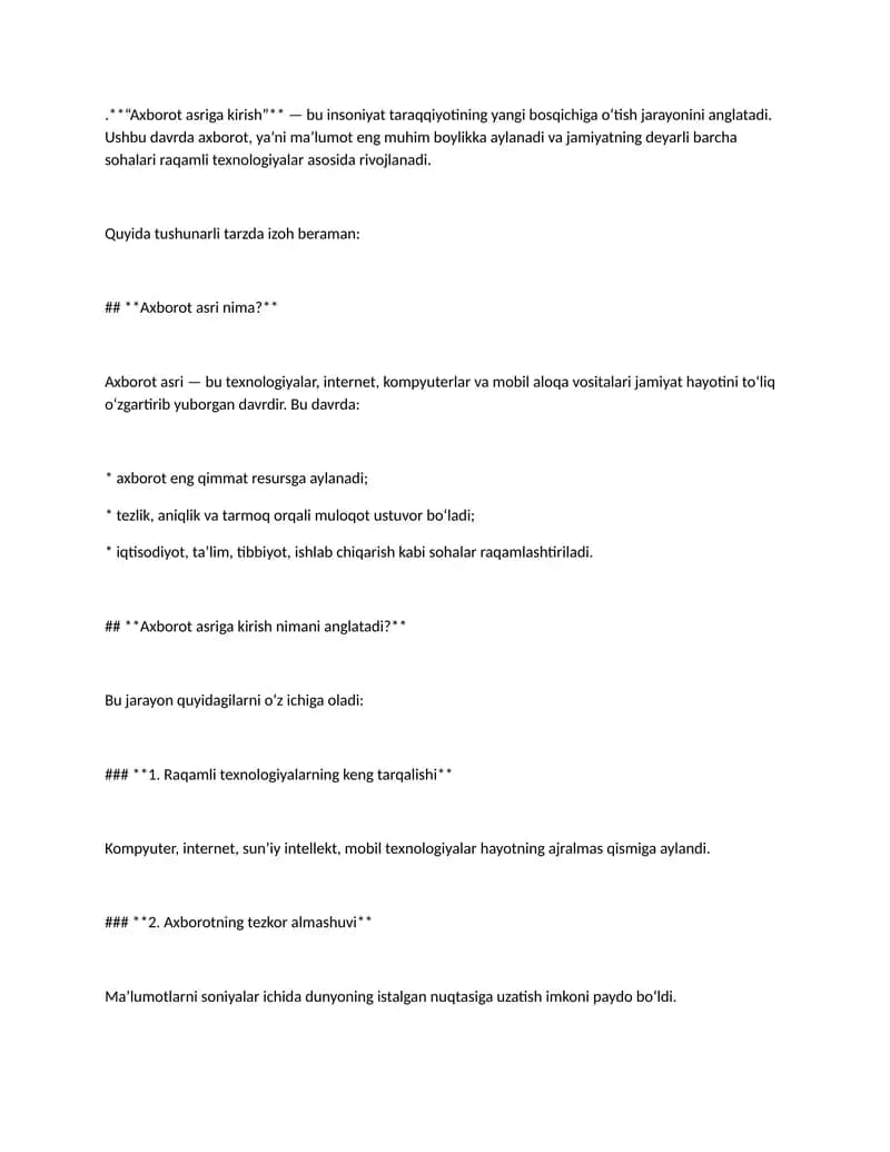 Axborot asriga kirish