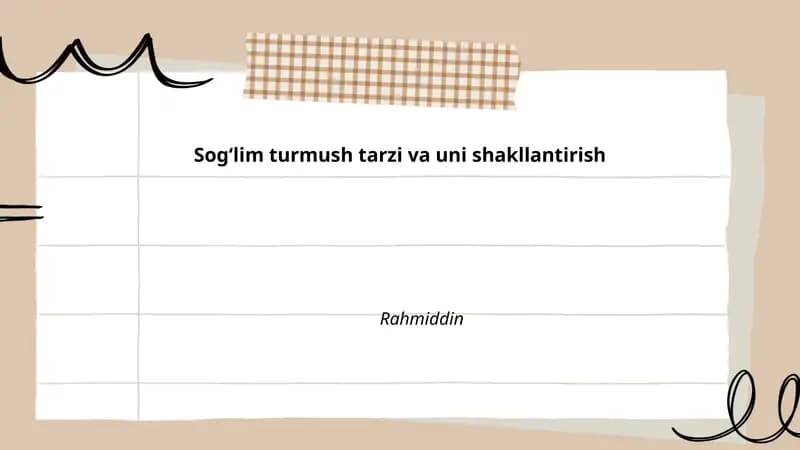 Sogʻlim turmush tarzi va uni shakllantirish