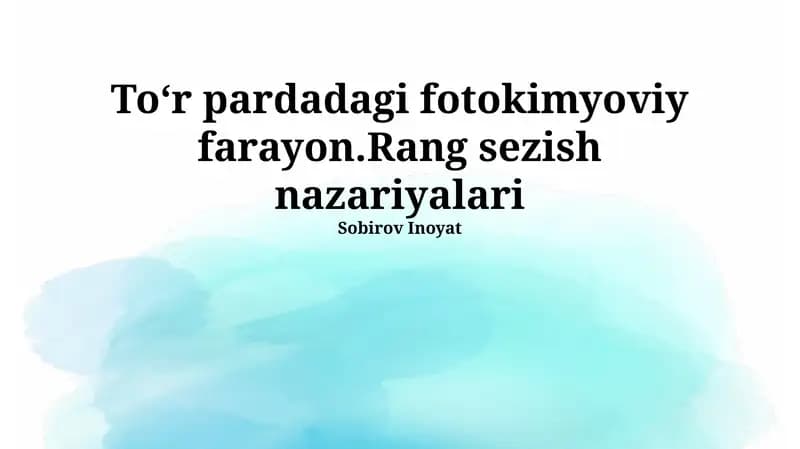 Rang Ko'rishning Neyrofiziologiyasi