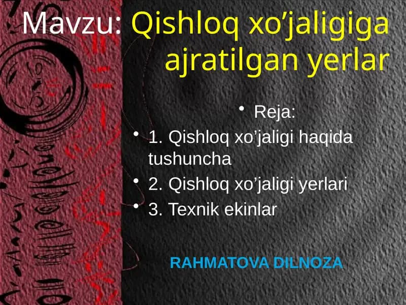 Qishloq xo’jaligiga ajratilgan yerlar