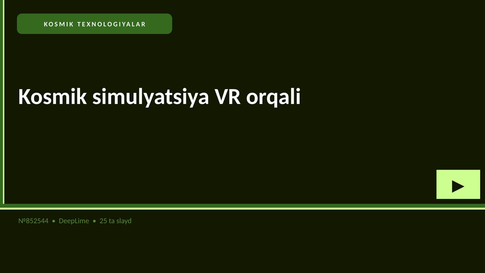 Kosmik simulyatsiya VR orqali