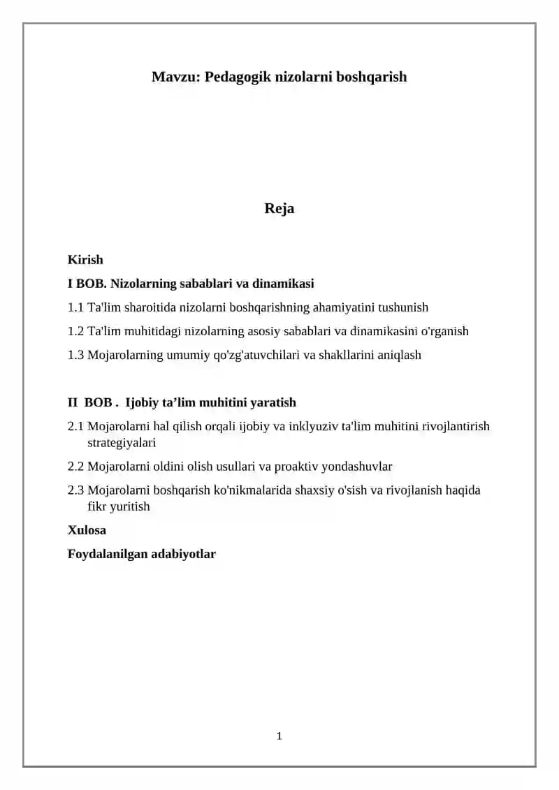 Pedagogik nizolarni boshqarish