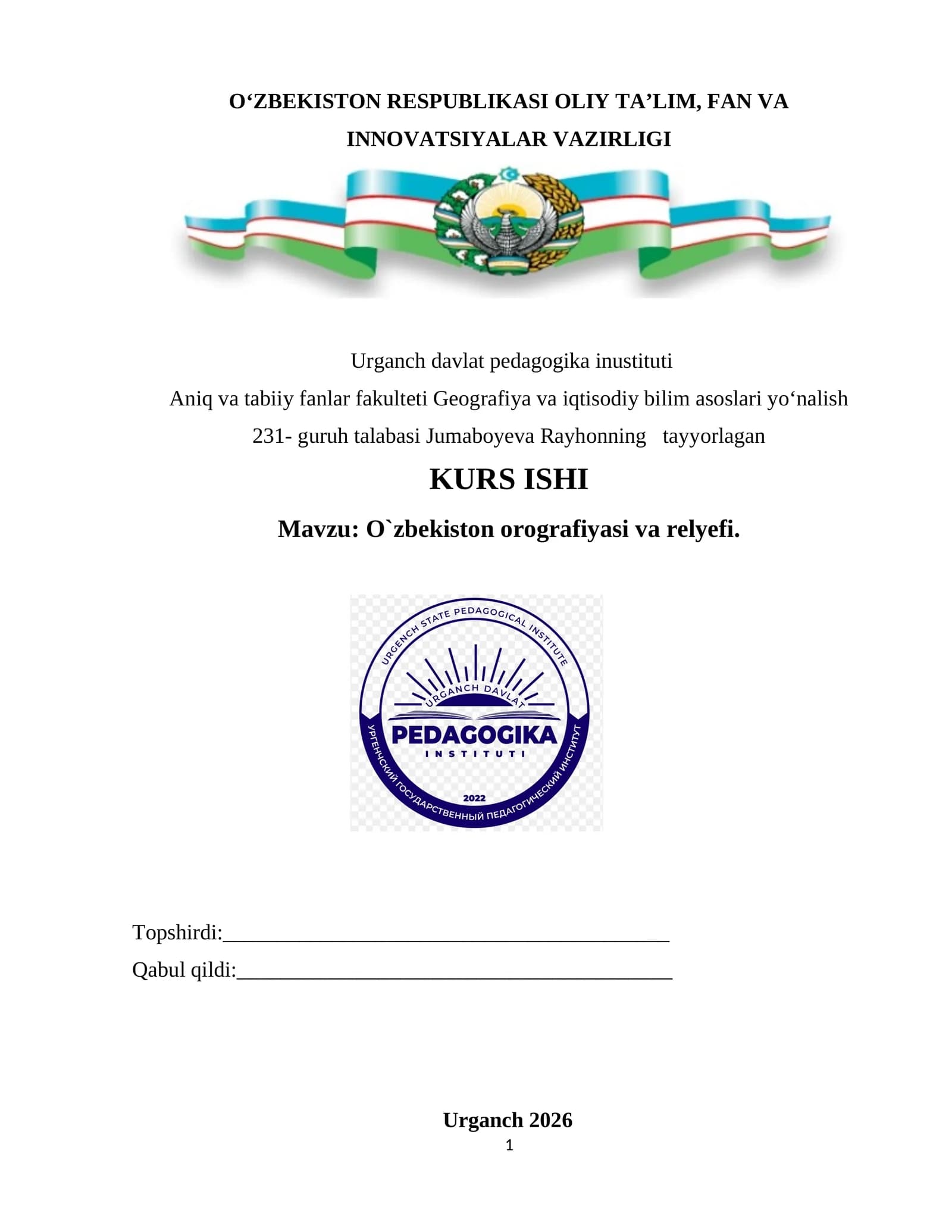 O`zbekiston orografiyasi va relyefi
