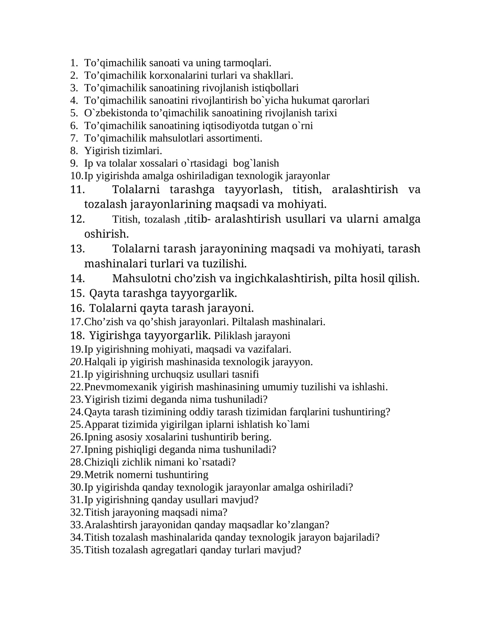To’qimachilik Sanоati