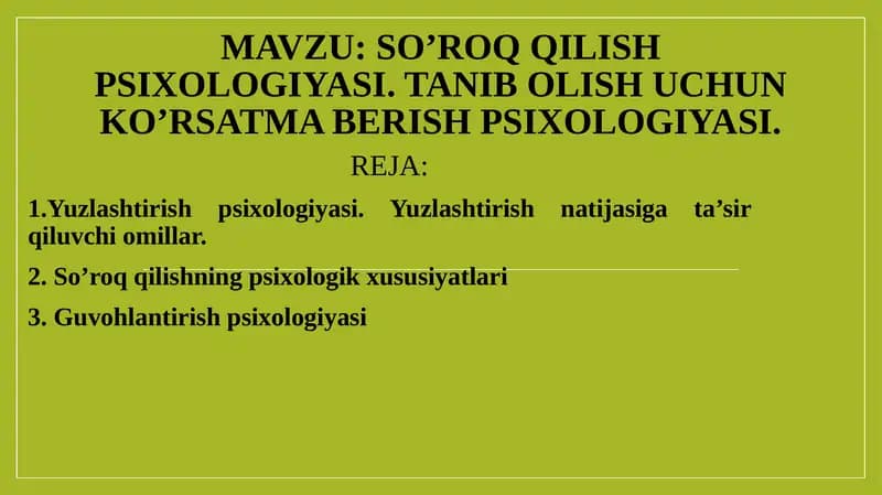 Yuzlashtirish psixologiyasi
