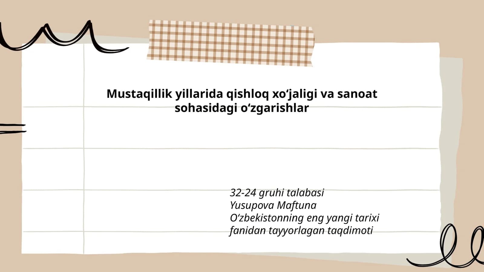 Oʻzbekistonning eng yangi tarixi fanidan tayyorlagan taqdimoti
