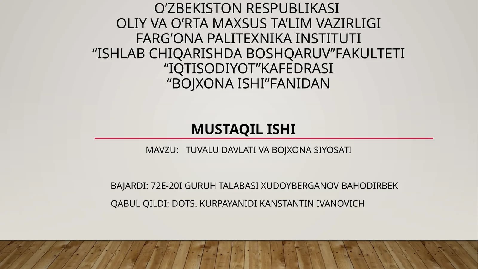 Tuvaludavlati va bojxonasining iqtisodiyoti