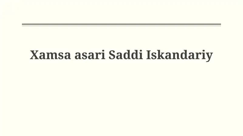Xamsa asariSaddiIskandariy