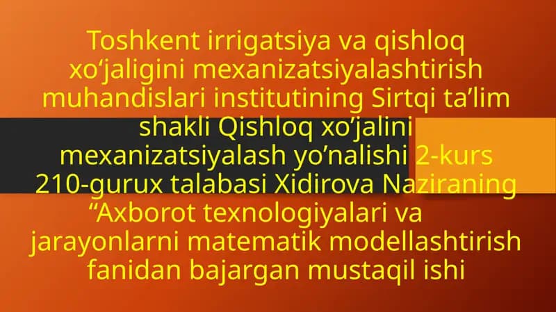 Axborot texnologiyalari va xizmatlar