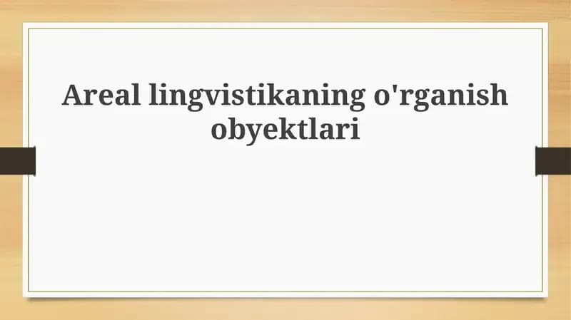 Areal lingvistika ob'ektlari