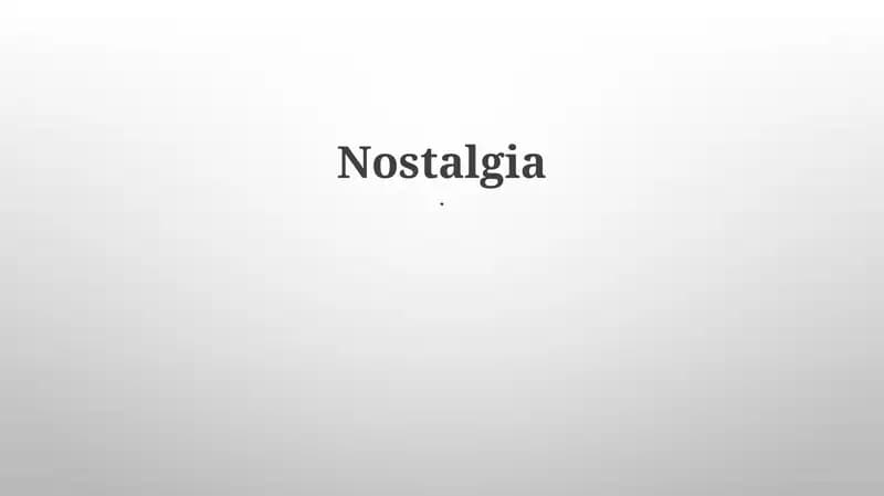 Nostalgia in Popular Culture