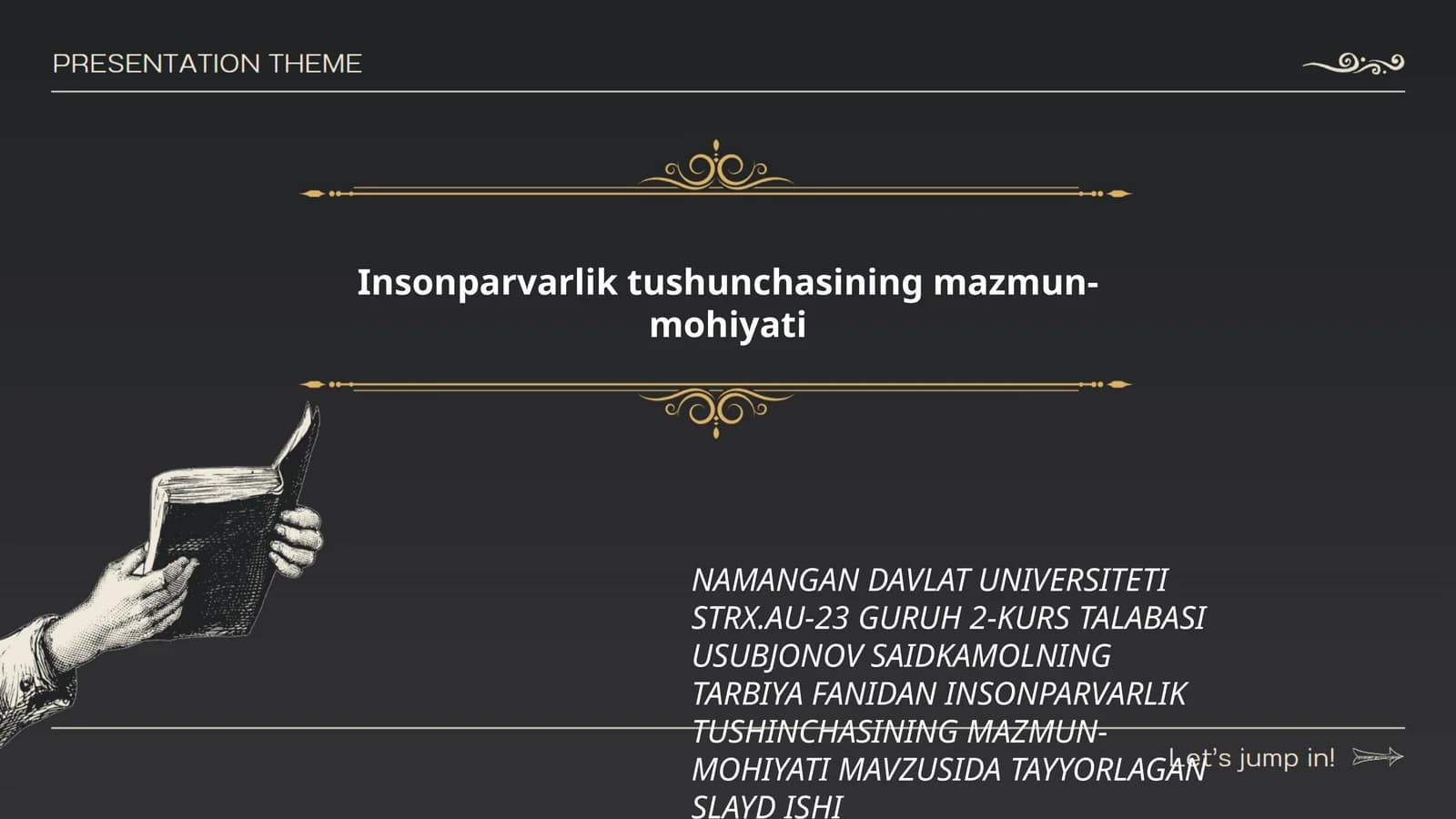 Insonparvarlik tushunchasining mazmun-mohiyati