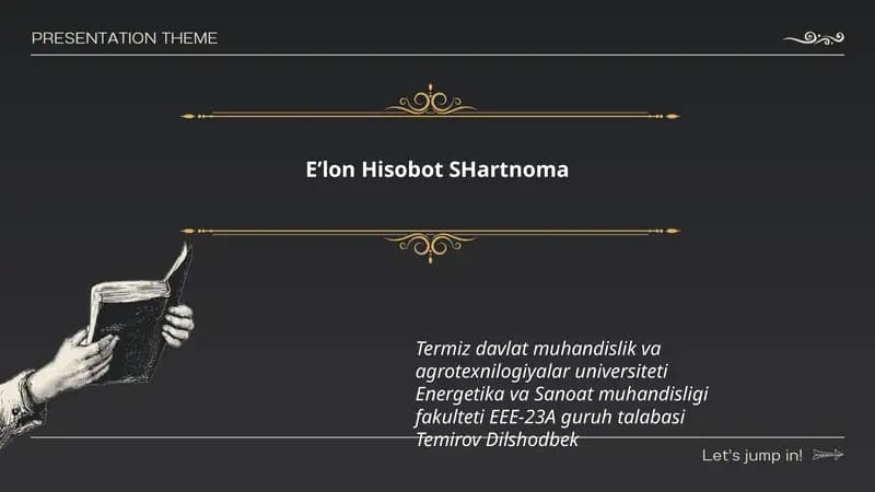 Eʼlon Hisobot SHartnoma