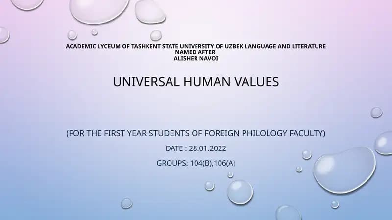 Universal human values