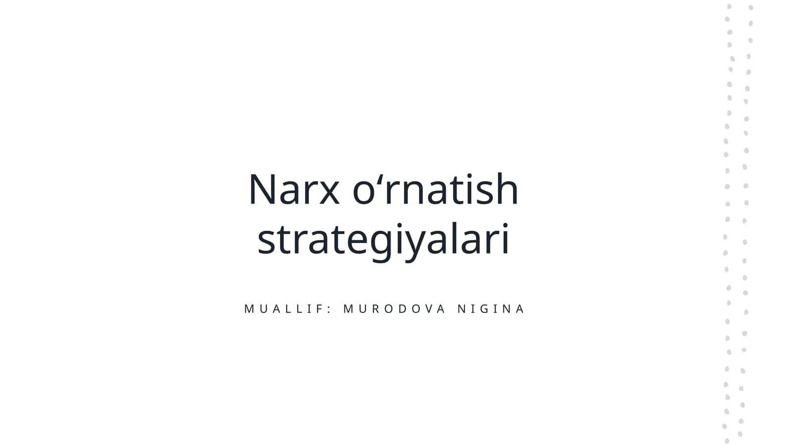 Narx oʻrnatish strategiyalari