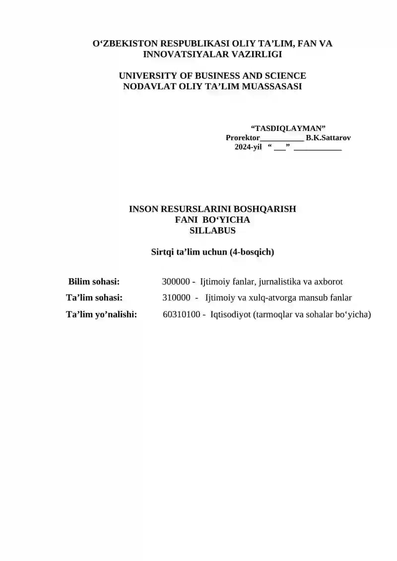 Inson resurslarini boshqarish