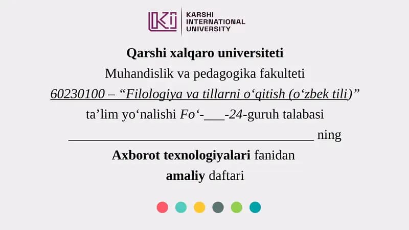 Filologiya va tillar ni o‘qitish (o‘zbek tili)