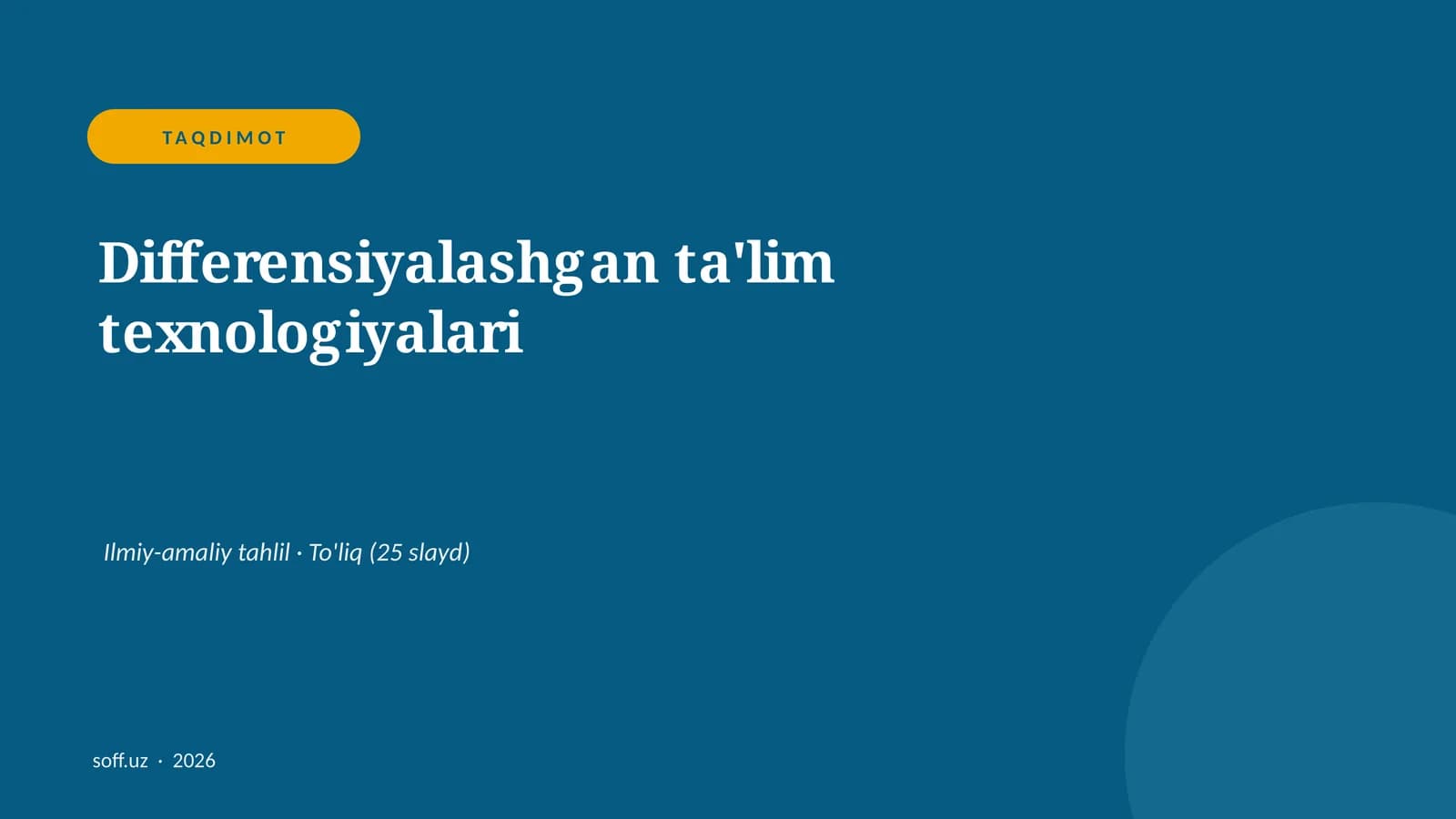 Differensiyalashgan ta'lim texnologiyalari
