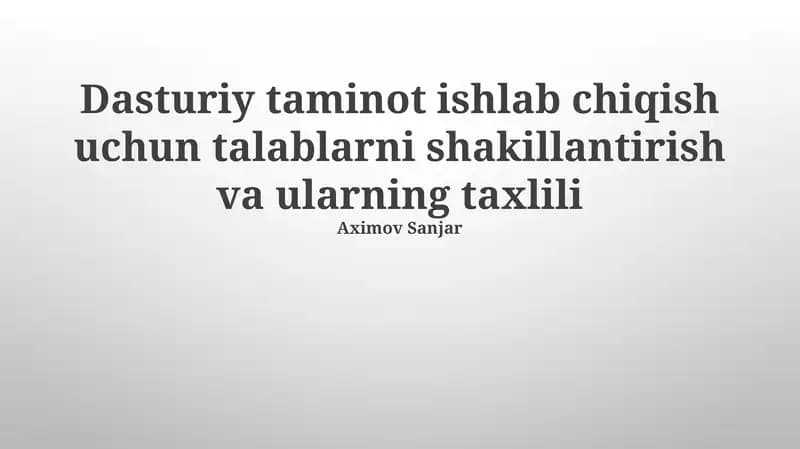 Talablarni tahlil qilish usullari
