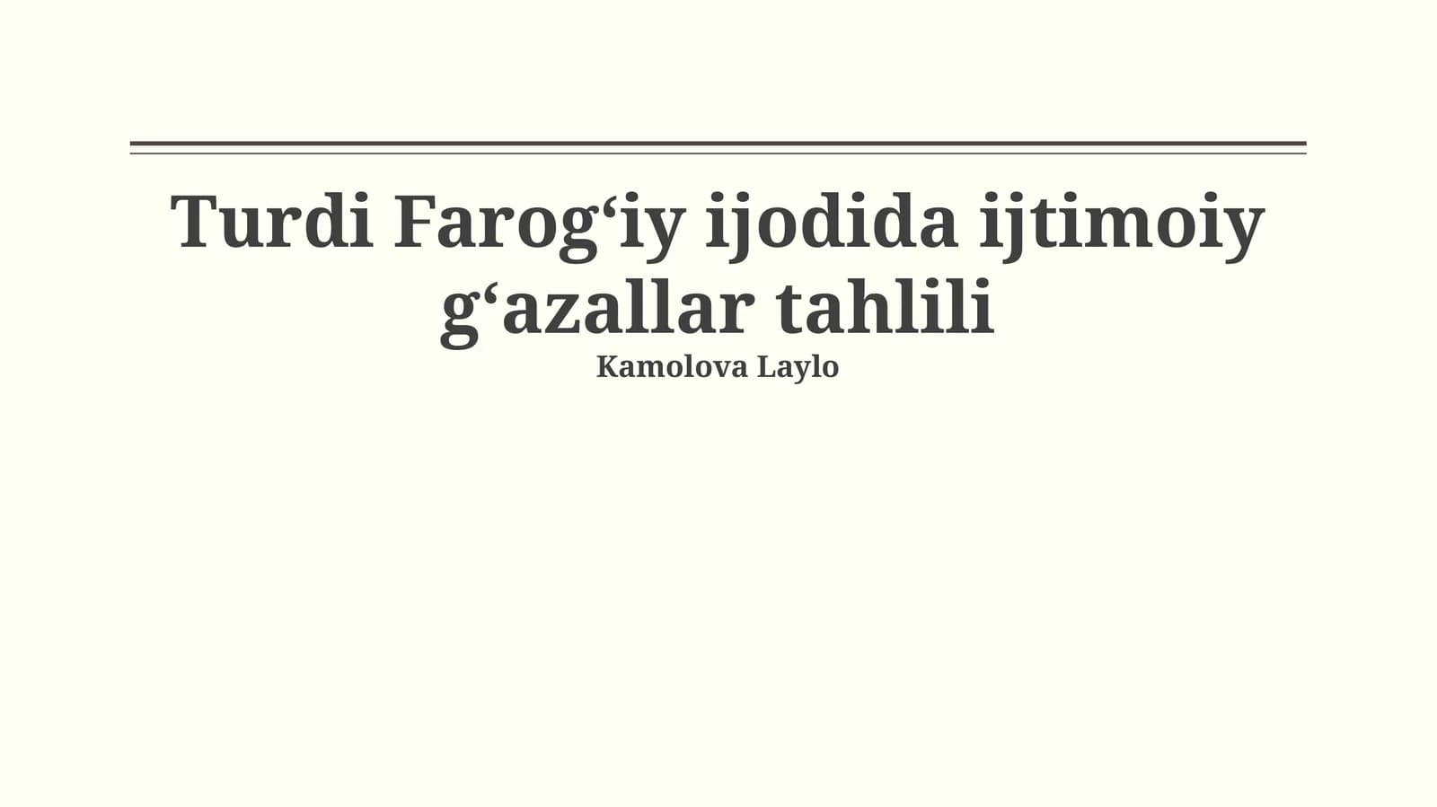 Turdi Farogʻiy ijodida ijtimoiy gʻazallar tahlili