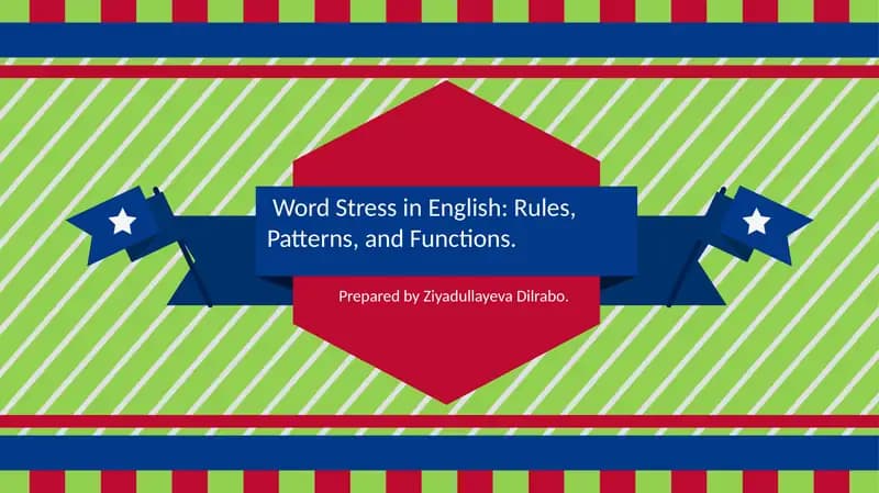 Word Stress in English: Rules, Patterns, and Functions