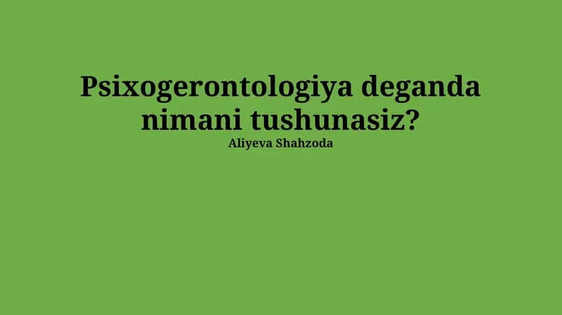 Psixogerontologiya
