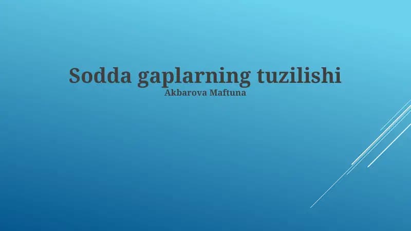 Oddiy Gapning Kichik Tarkibiy Qismlari