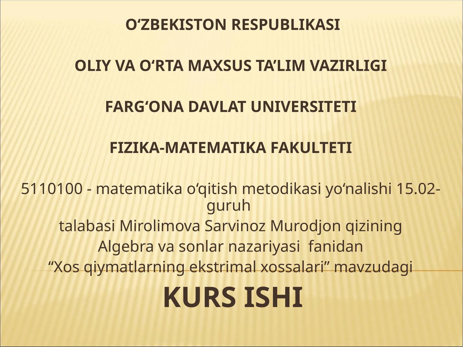Xos qiymatlarning ekstrimal xossalari