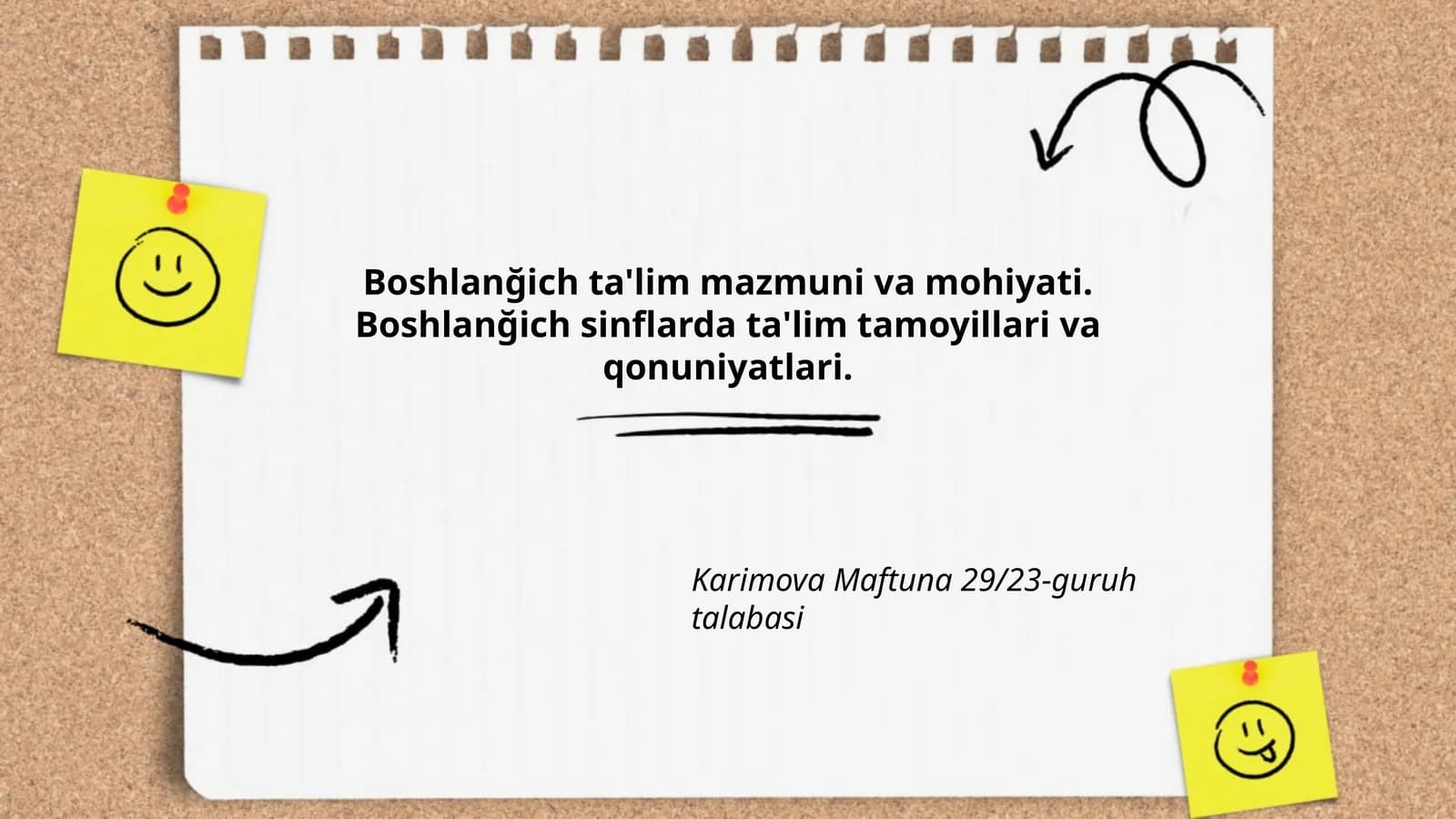 Boshlanğich ta'lim mazmuni va mohiyati