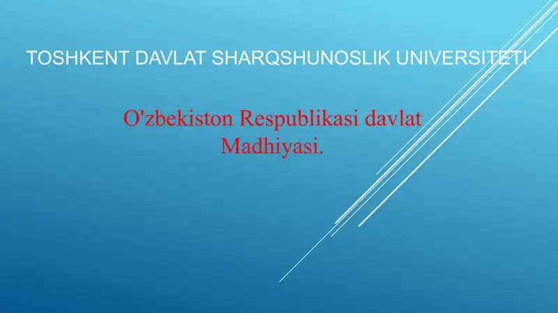 O'zbekiston Respublikasi Davlat Madhiyasi