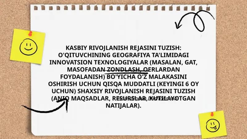 KASBIY RIVOJLANISH REJASINI TUZISH