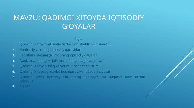QADIMGI XITOYDA IQTISODIY G‘OYALAR
