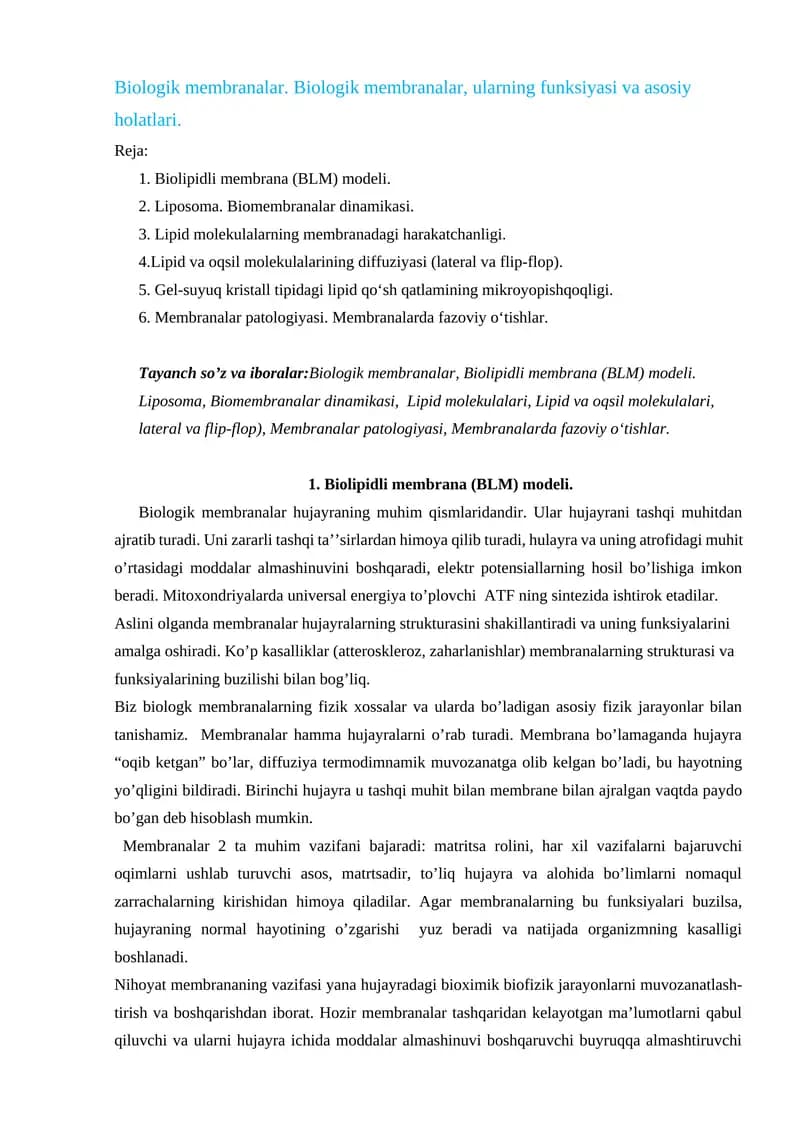 Biologik membranalar
