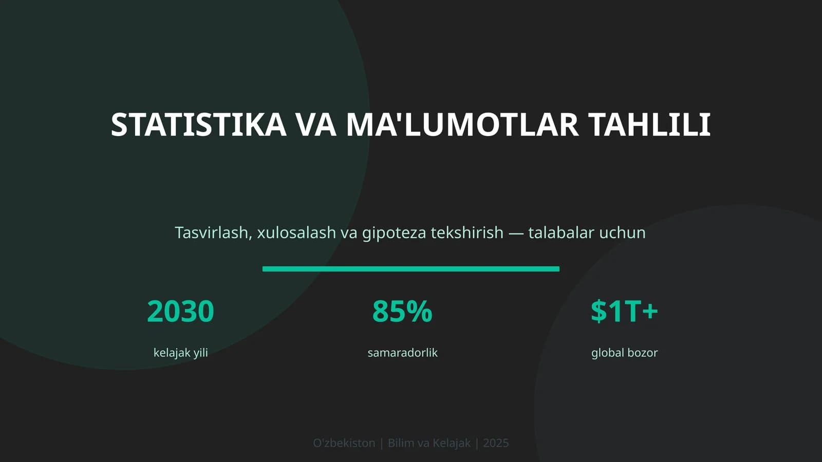 STATISTIKA VA MA'LUMOTLAR TAHLILI