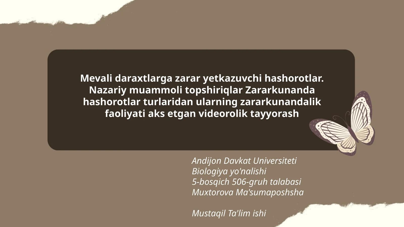 Mevali daraxtlarga zarar yetkazuvchi hashorotlar