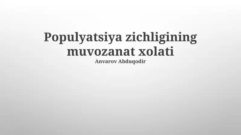Aholi zichligini boshqarish usullari