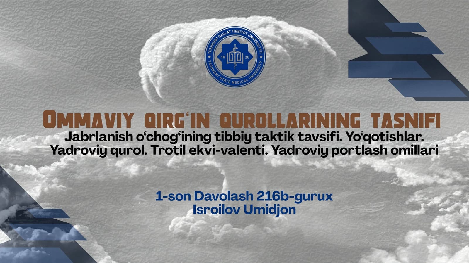 Ommaviy qirg‘in qurollari tushunchasi va tasnifi