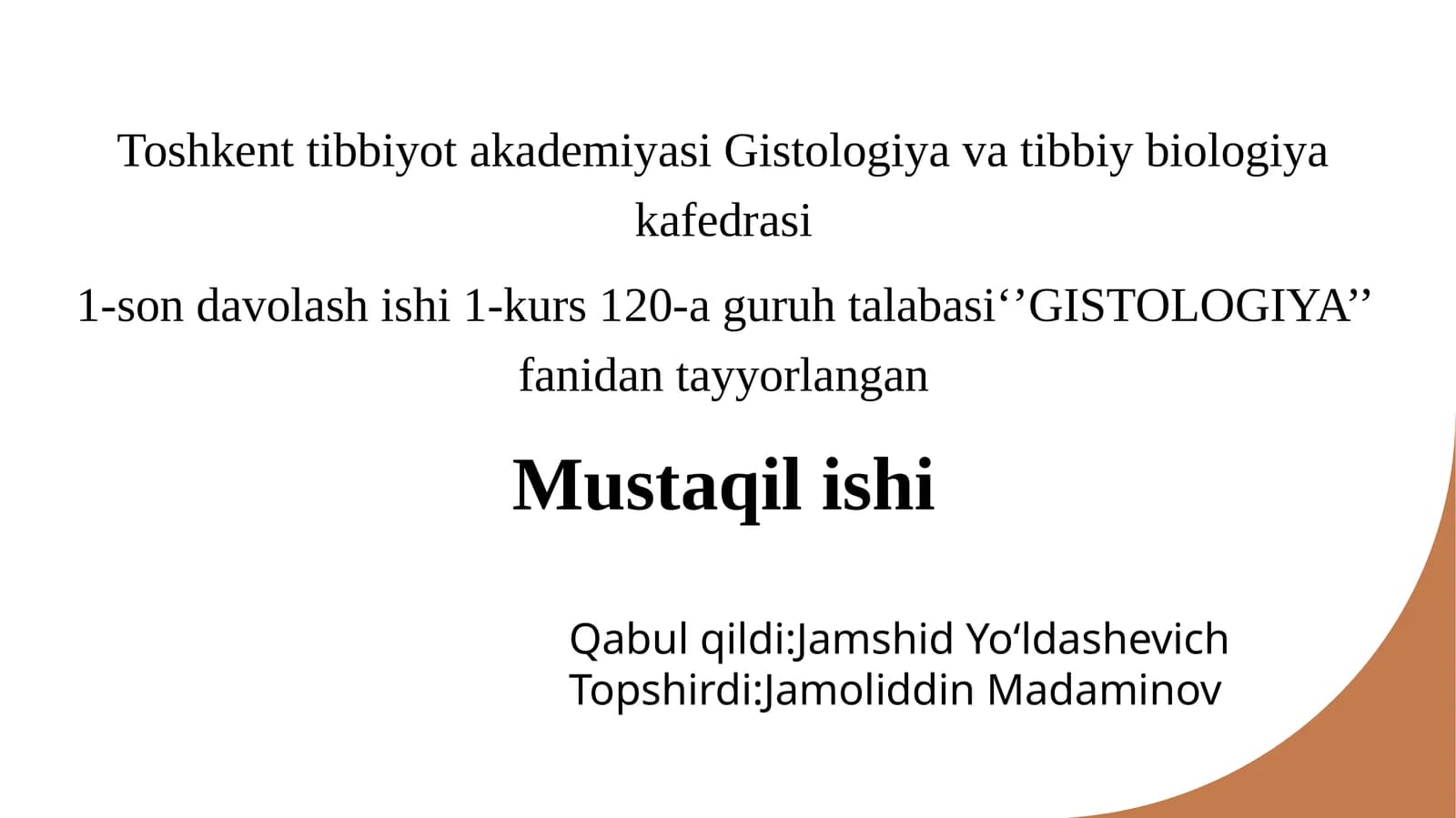 Gistologiya va Tibbiy Biologiya