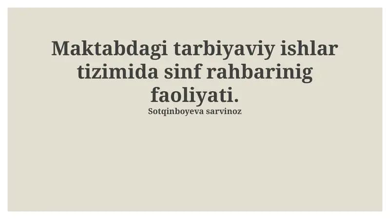 Maktabdagi tarbiyaviy ishlar tizimi