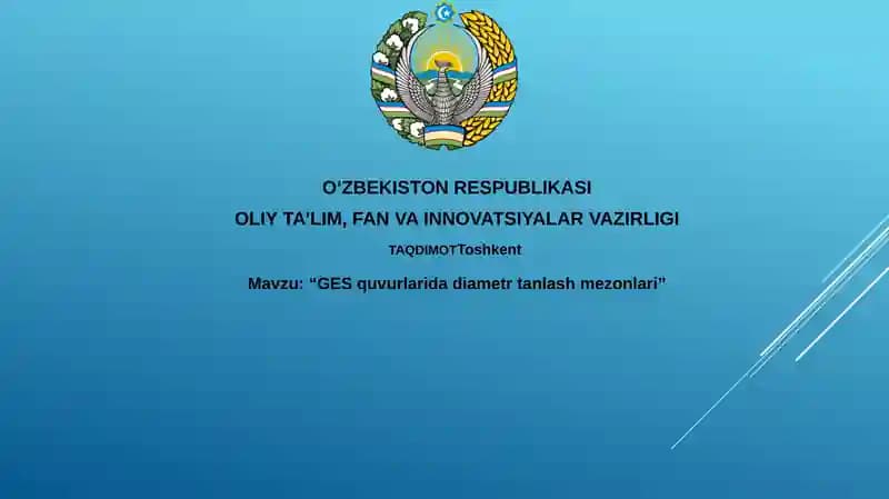 GES quvurlari diametrini tanlash mezonlari